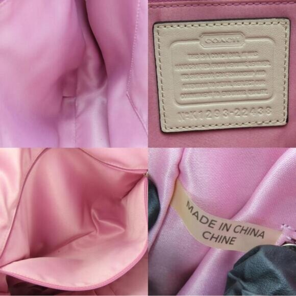 Coach Poppy Daisy Eyelet Leather Chain Tote Bag Ivory & Pink | Style #22438 GUC - Picture 7 of 17